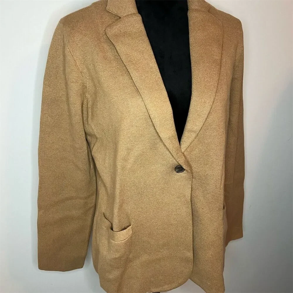 NWT J. Crew Women's‎ Beige Schoolboy Sweater Blazer Cardigan Size L